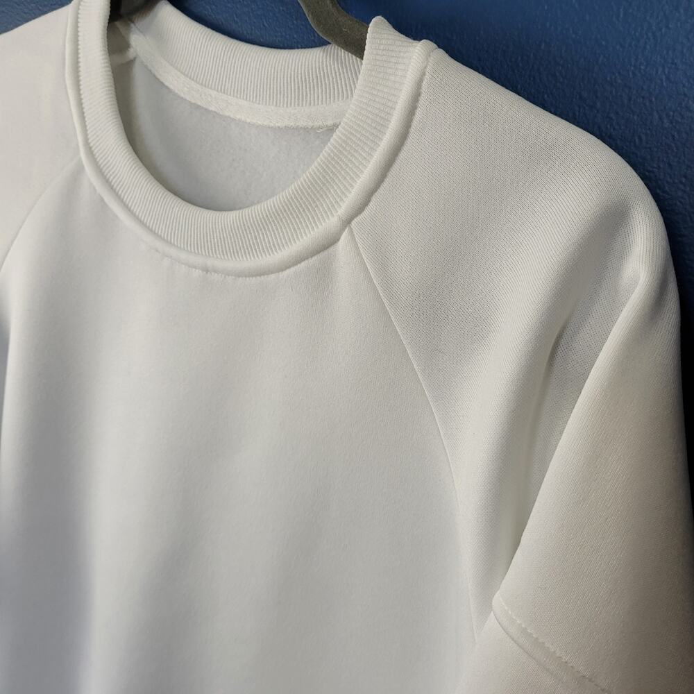 Commense Oversized White Sweatshirt S NWT Crewneck Raglan Sleeve Boxy Pullover - Picture 6 of 10